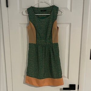 THML Green and Tan Patterned Mini Dress